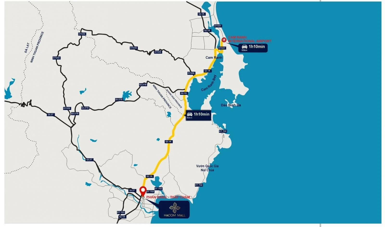 vị trí dự án HACOM MALL NINH THUẬN