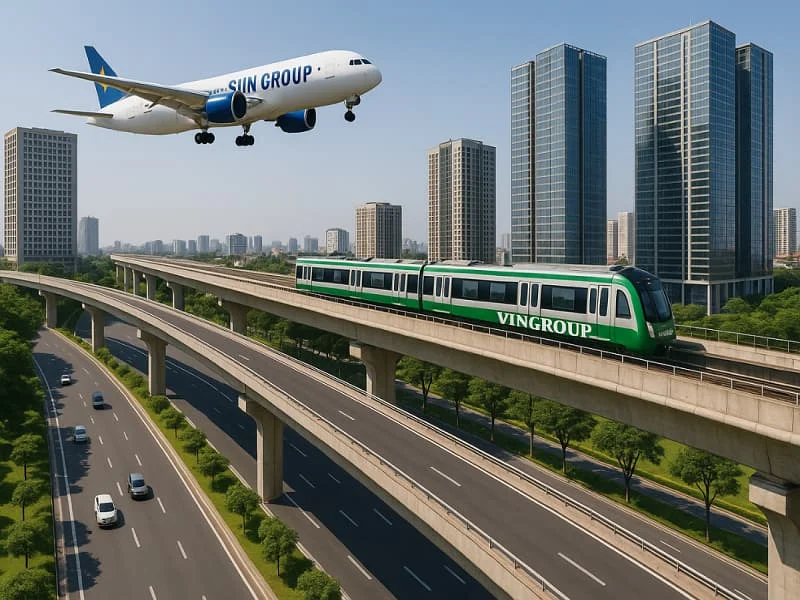 Tàu điện, hàng không và những pha ‘chơi lớn’ của Vingroup, Sun Group để kết nối dự án tỷ USD